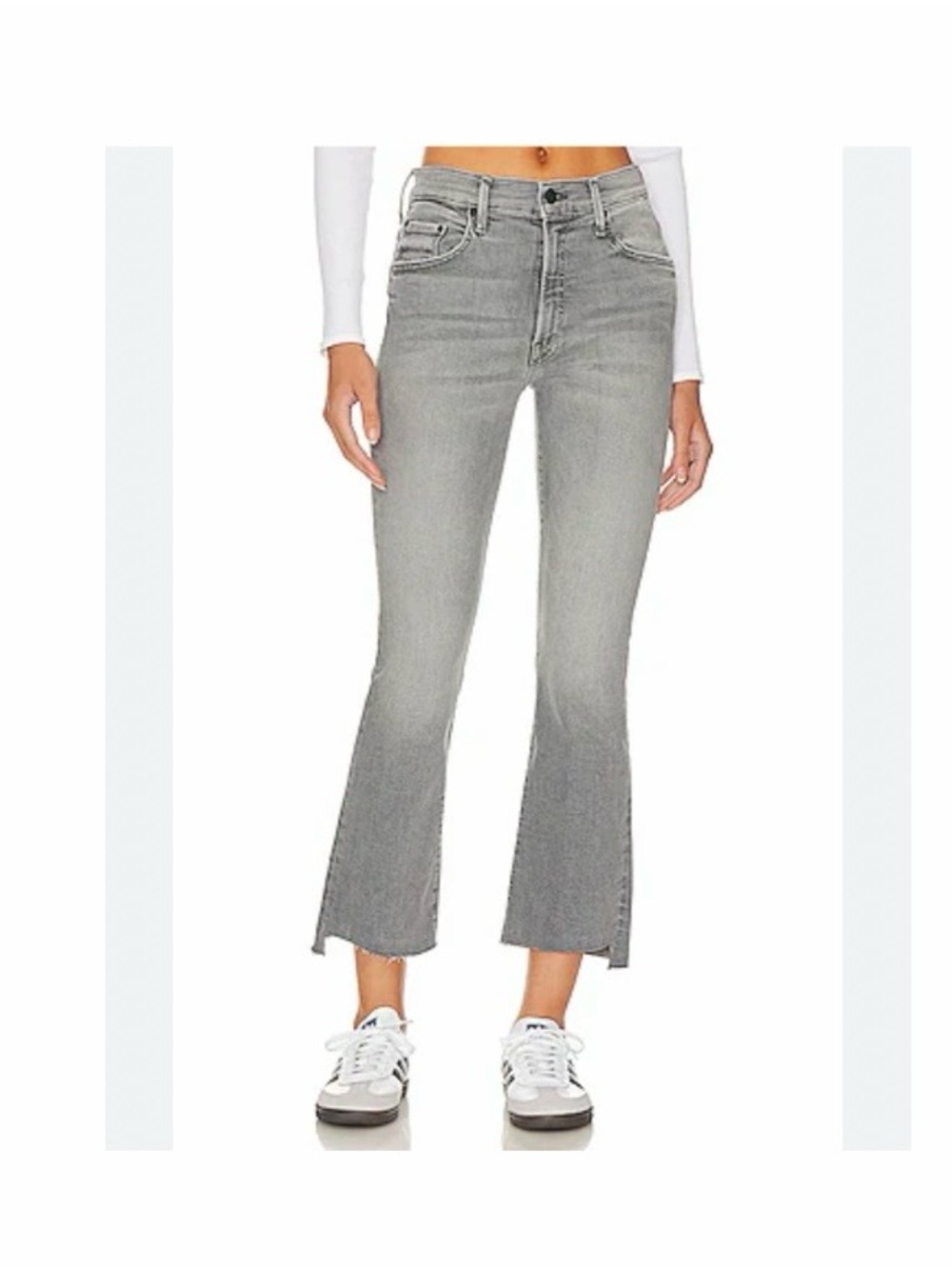 mother denim the insider crop step fray in barely there